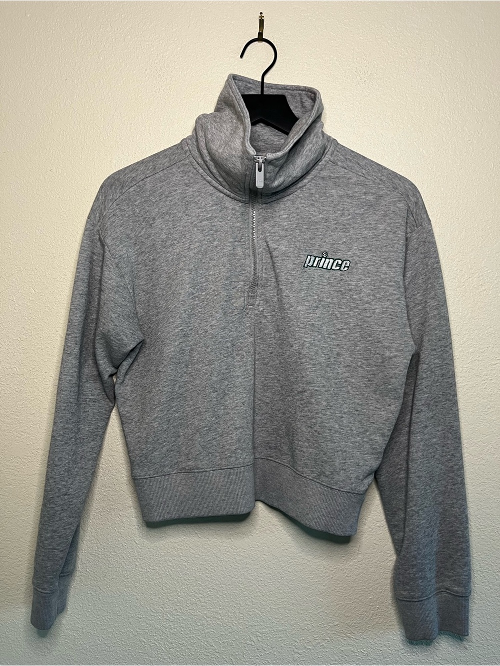 Prince Heather Gray Quarter-Zip Cropped Pullover Hoodie